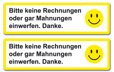 Aufkleber Keine Rechnungen einwerfen